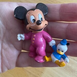 Vintage Mickey Mouse and Donald Duck Miniature Figurine Set Tiny Collectible